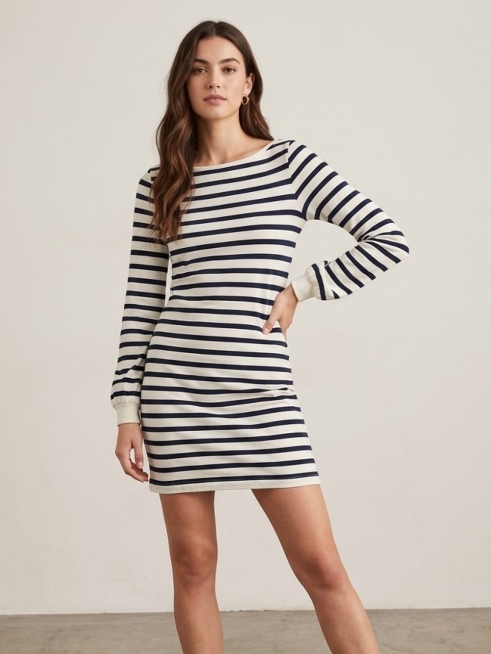 French Connection Nautical Stripe Mini Shirt  Dress